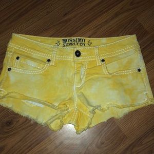Yellow tie dye jean shorts